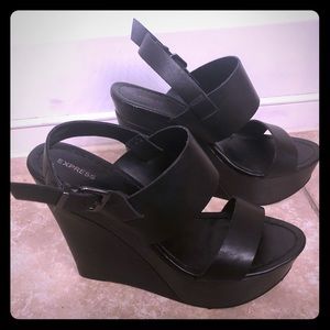 Black wedge sandals